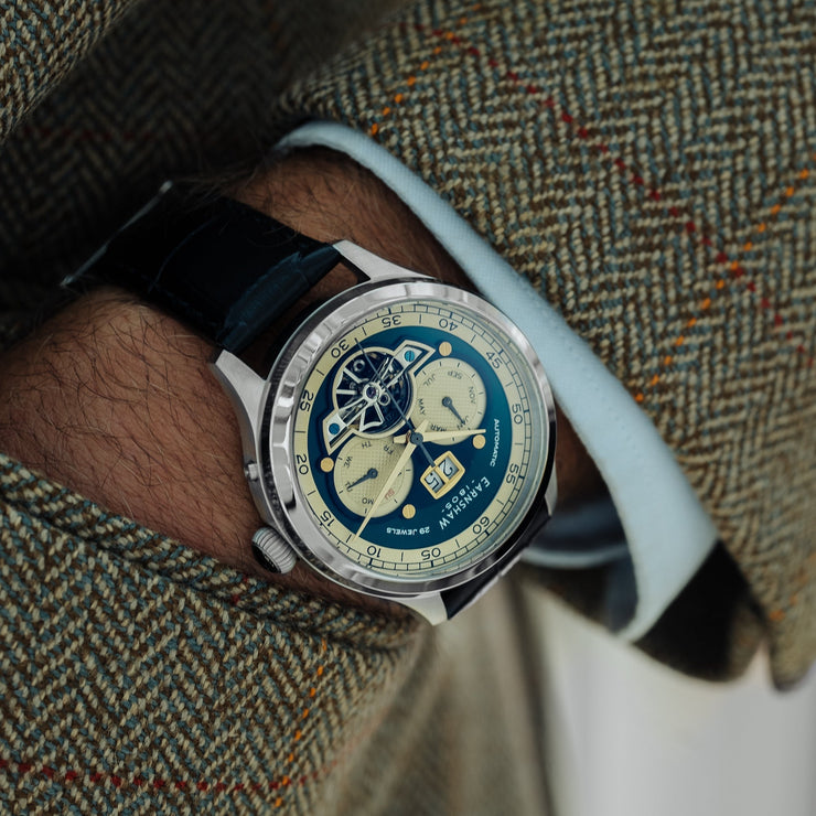 Thomas Earnshaw Baron Grand Date Calendar Open Heart Automatic Forestry Green