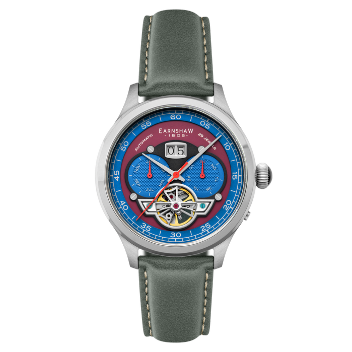 Thomas Earnshaw Anning Skeleton Automatic 3 Hands Silver Ash angled shot picture