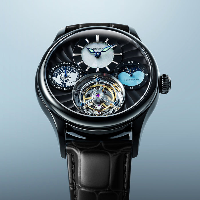 Thomas Earnshaw Celestial Huggins Tourbillon Mechanical Limited Edition Midnight Clock angled shot picture