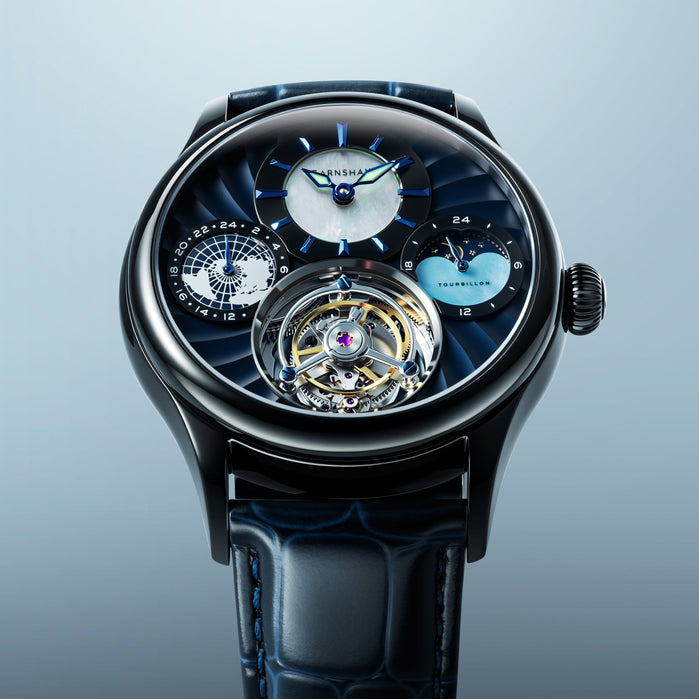 Thomas Earnshaw Celestial Huggins Tourbillon Mechanical Limited Edition Cobalt Face angled shot picture