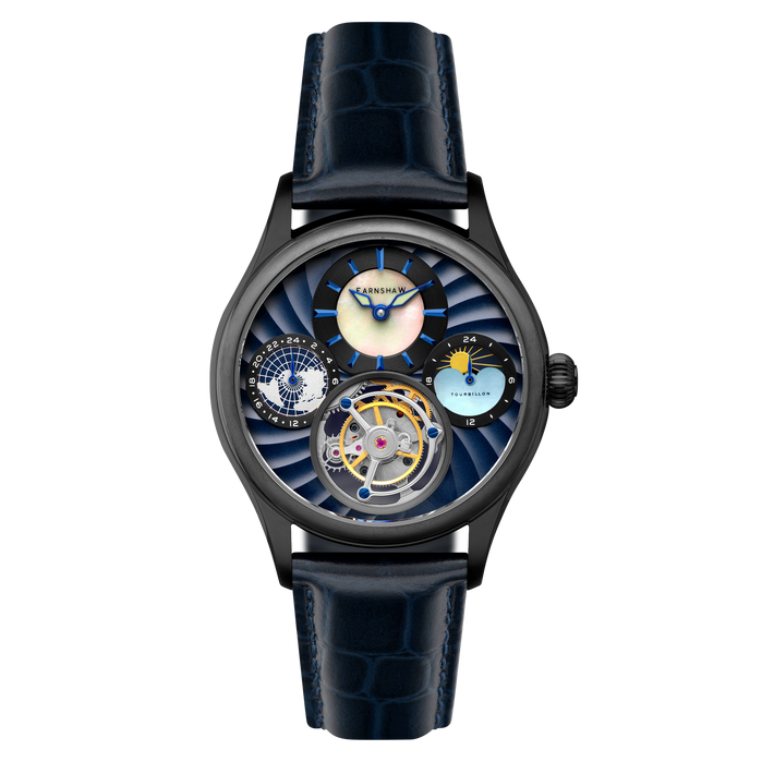 Thomas Earnshaw Celestial Huggins Tourbillon Mechanical Limited Edition Cobalt Face angled shot picture