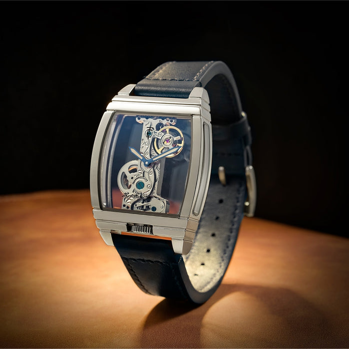 Thomas Earnshaw Discovery Wolver Bridge Mechanical Blue Silver angled shot picture