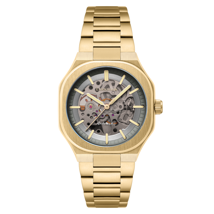 Thomas Earnshaw Discovery Exeter Skeleton Automatic Stone Grey angled shot picture