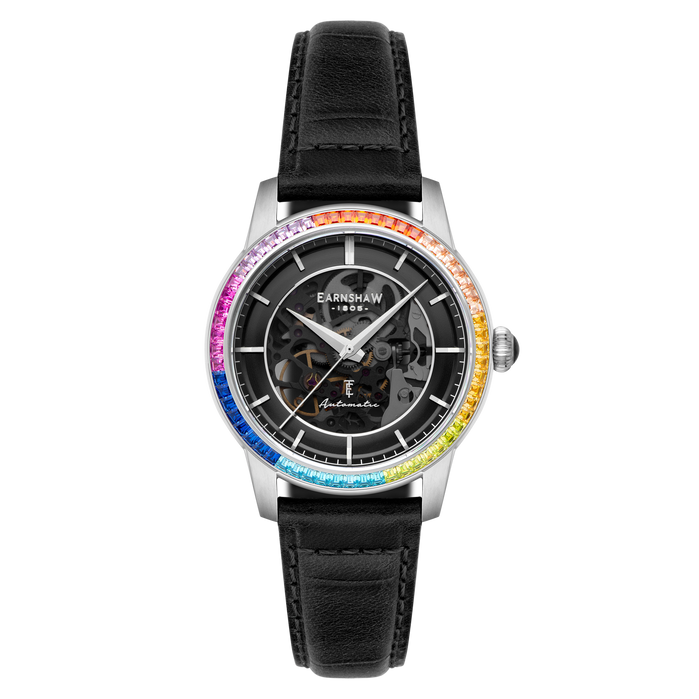 Thomas Earnshaw Celestial Glory Skeleton Automatic Satin Black angled shot picture