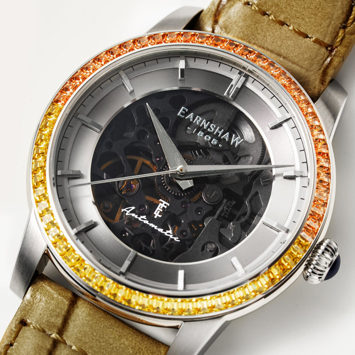 Thomas Earnshaw Celestial Glory Skeleton Automatic Caramel angled shot picture