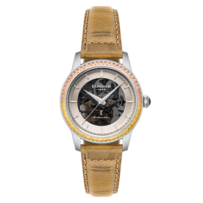 Thomas Earnshaw Celestial Glory Skeleton Automatic Caramel angled shot picture