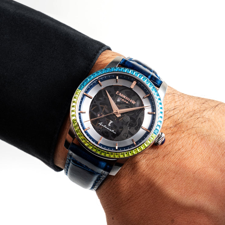 Thomas Earnshaw Celestial Glory Skeleton Automatic Electric Blue