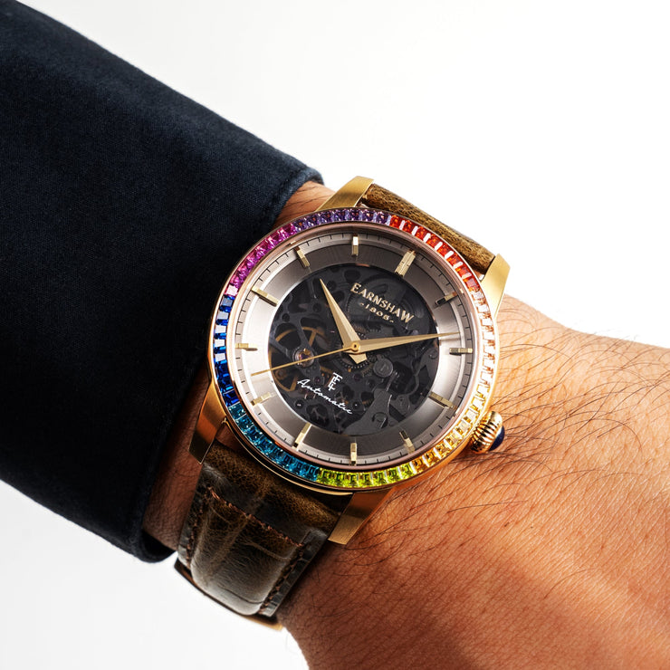 Thomas Earnshaw Celestial Glory Skeleton Automatic Walnut Brown