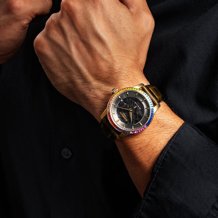 Thomas Earnshaw Celestial Glory Skeleton Automatic Walnut Brown