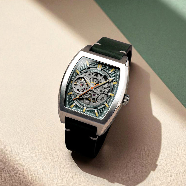 Thomas Earnshaw Heritage Wellington Skeleton Automatic Mint Green
