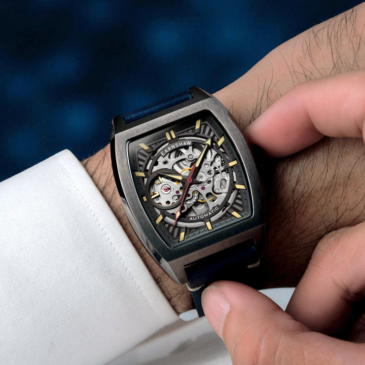 Thomas Earnshaw Heritage Wellington Skeleton Automatic Gunmetal Blue