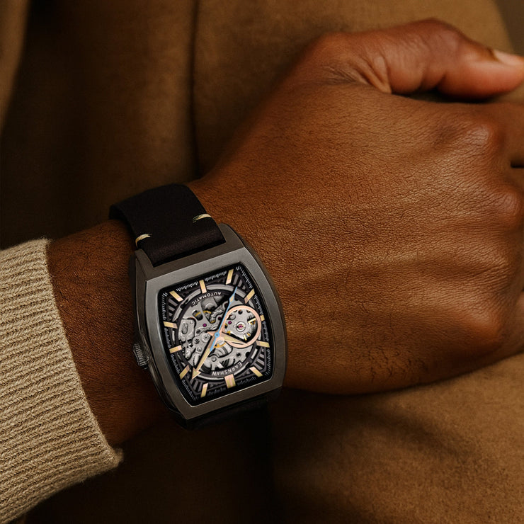 Thomas Earnshaw Heritage Wellington Skeleton Automatic Sable Black