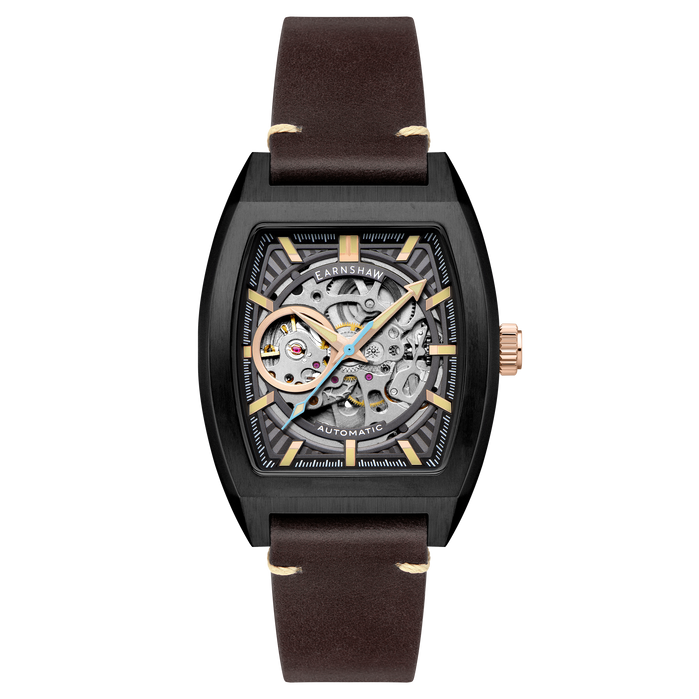 Thomas Earnshaw Heritage Wellington Skeleton Automatic Sable Black angled shot picture
