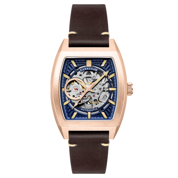 Thomas Earnshaw Heritage Wellington Skeleton Automatic Rosewater Blue