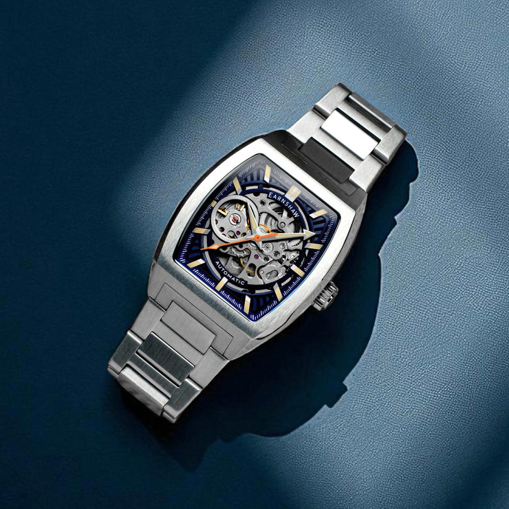 Thomas Earnshaw Heritage Wellington Skeleton Automatic Steel Blue