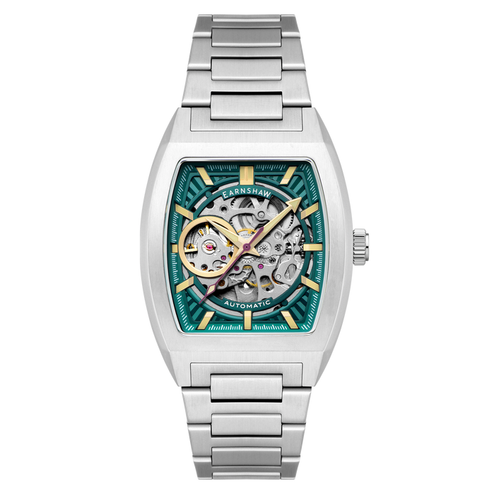 Thomas Earnshaw Heritage Wellington Skeleton Automatic Cerulean Blue angled shot picture