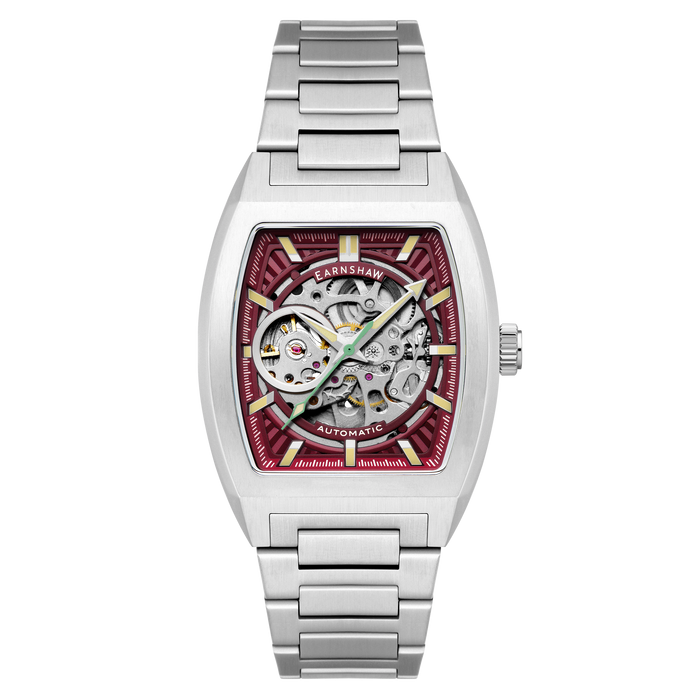Thomas Earnshaw Heritage Wellington Skeleton Automatic Merlot angled shot picture