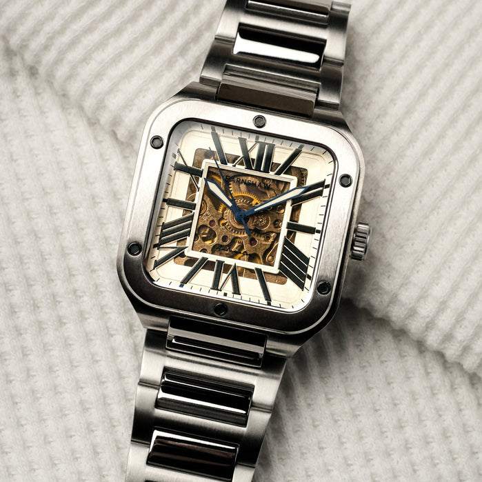 Thomas Earnshaw Engineer Lennox Skeleton Automatic Alabaster White angled shot picture