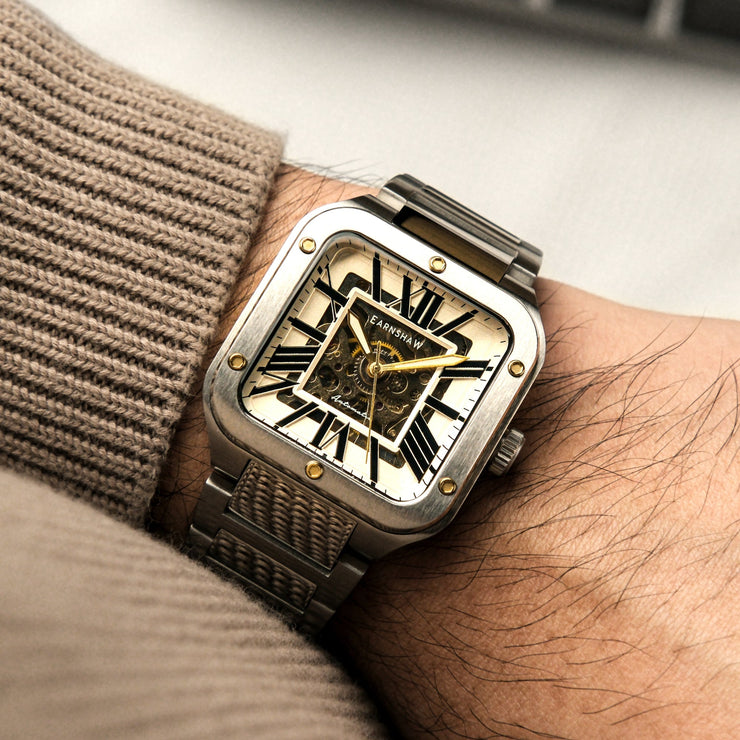 Thomas Earnshaw Engineer Lennox Skeleton Automatic Silver Brown