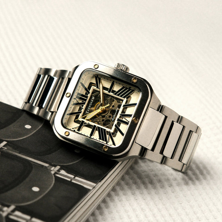 Thomas Earnshaw Engineer Lennox Skeleton Automatic Silver Brown