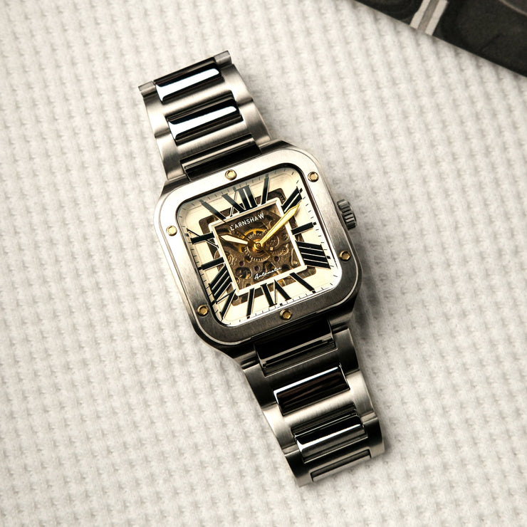 Thomas Earnshaw Engineer Lennox Skeleton Automatic Silver Brown