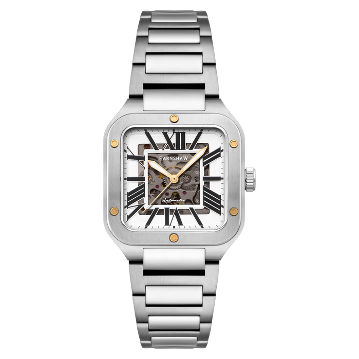 Thomas Earnshaw Engineer Lennox Skeleton Automatic Silver Brown angled shot picture