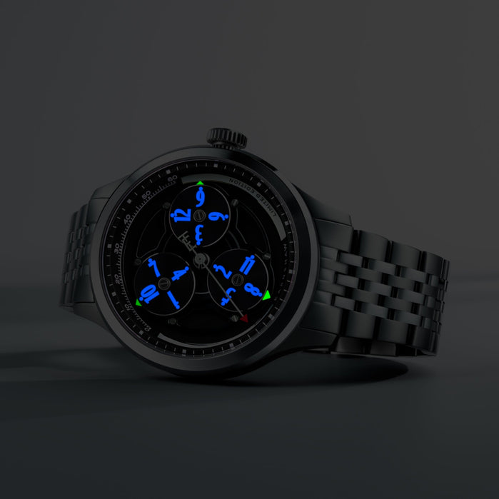 Thomas Earnshaw Engineer Hexham Trisect Automatic Midnight Black Limited Edition angled shot picture