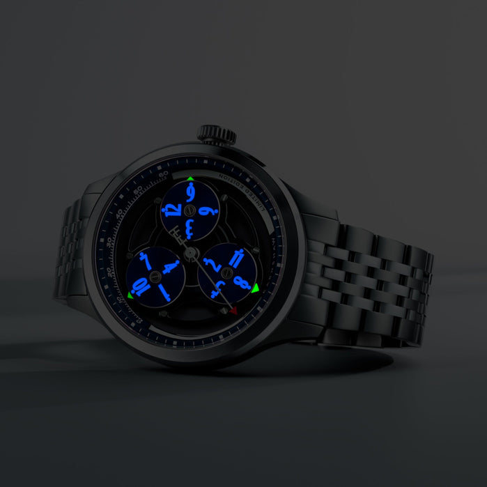 Thomas Earnshaw Engineer Hexham Trisect Automatic Onyx Blue Limited Edition angled shot picture