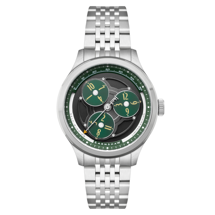 Thomas Earnshaw Engineer Hexham Trisect Automatic Jet Green Limited Edition angled shot picture