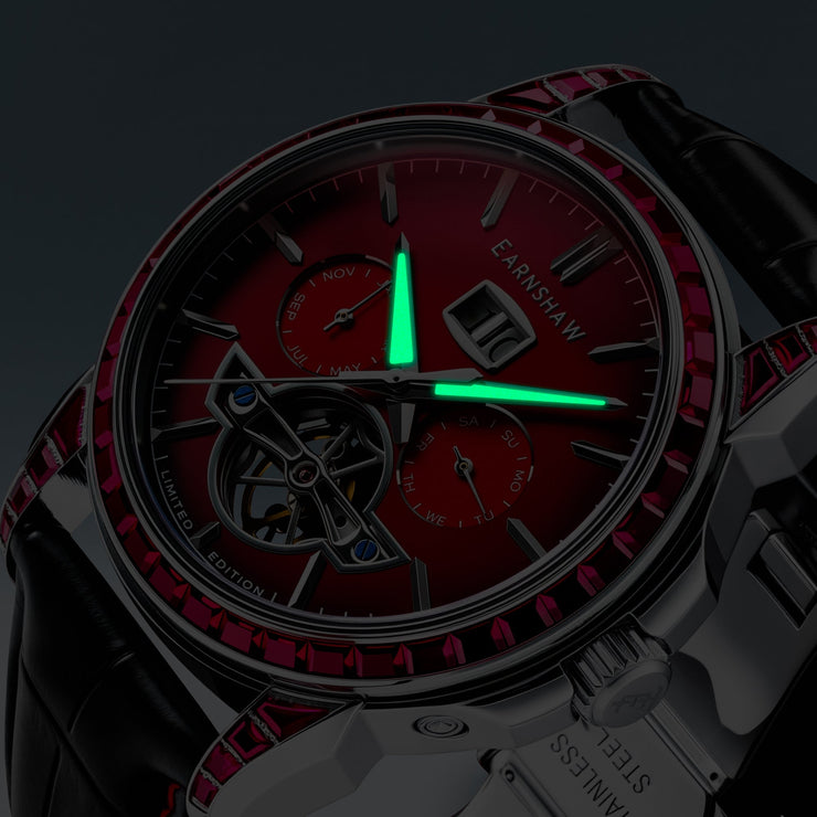 Thomas Earnshaw Nobility Nawab Grand Date Calendar Open Heart Automatic Limited Edition Scarlet Spark