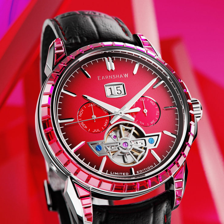 Thomas Earnshaw Nobility Nawab Grand Date Calendar Open Heart Automatic Limited Edition Scarlet Spark