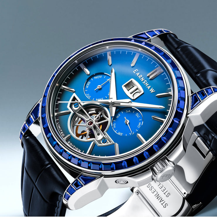 Thomas Earnshaw Nobility Nawab Grand Date Calendar Open Heart Automatic Limited Edition Cobalt Glow