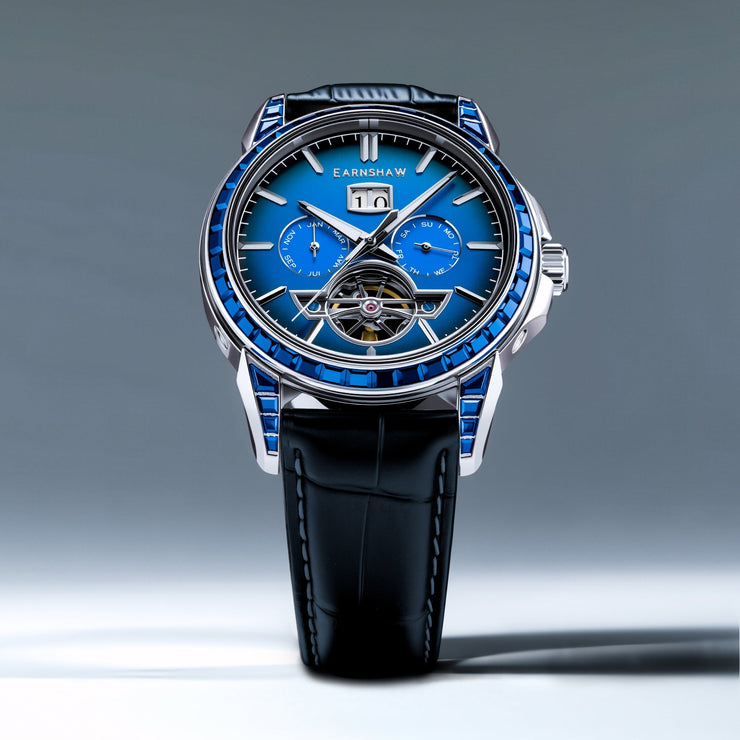 Thomas Earnshaw Nobility Nawab Grand Date Calendar Open Heart Automatic Limited Edition Cobalt Glow