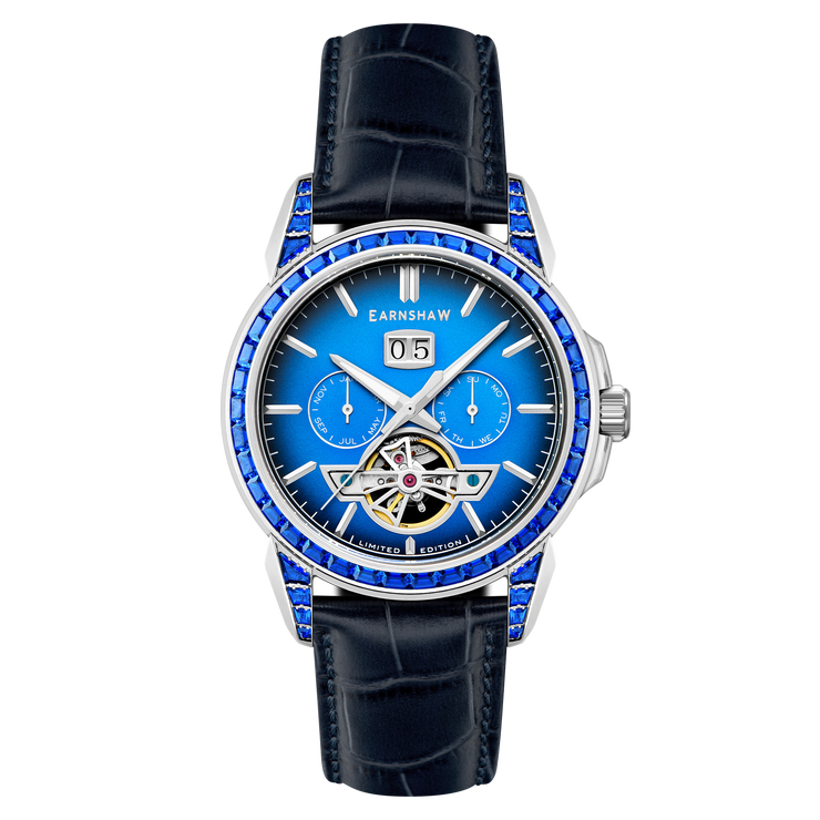 Thomas Earnshaw Nobility Nawab Grand Date Calendar Open Heart Automatic Limited Edition Cobalt Glow