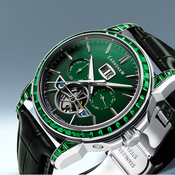 Thomas Earnshaw Nobility Nawab Grand Date Calendar Open Heart Automatic Limited Edition Olive Gem