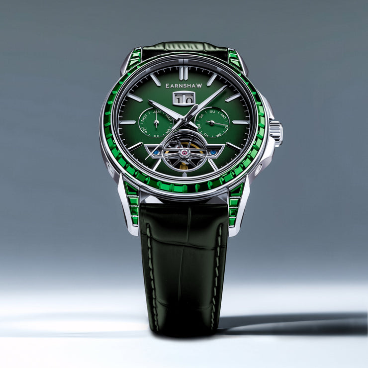 Thomas Earnshaw Nobility Nawab Grand Date Calendar Open Heart Automatic Limited Edition Olive Gem