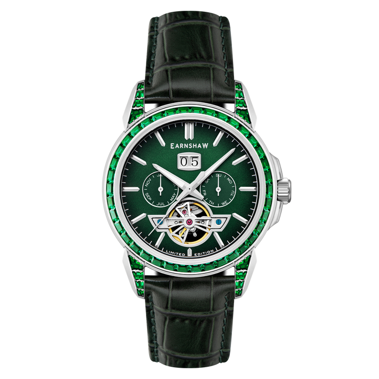 Thomas Earnshaw Nobility Nawab Grand Date Calendar Open Heart Automatic Limited Edition Olive Gem