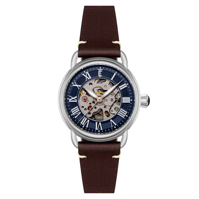 Thomas Earnshaw Heritage Investigator 40 Skeleton Automatic Sapphire Blue angled shot picture