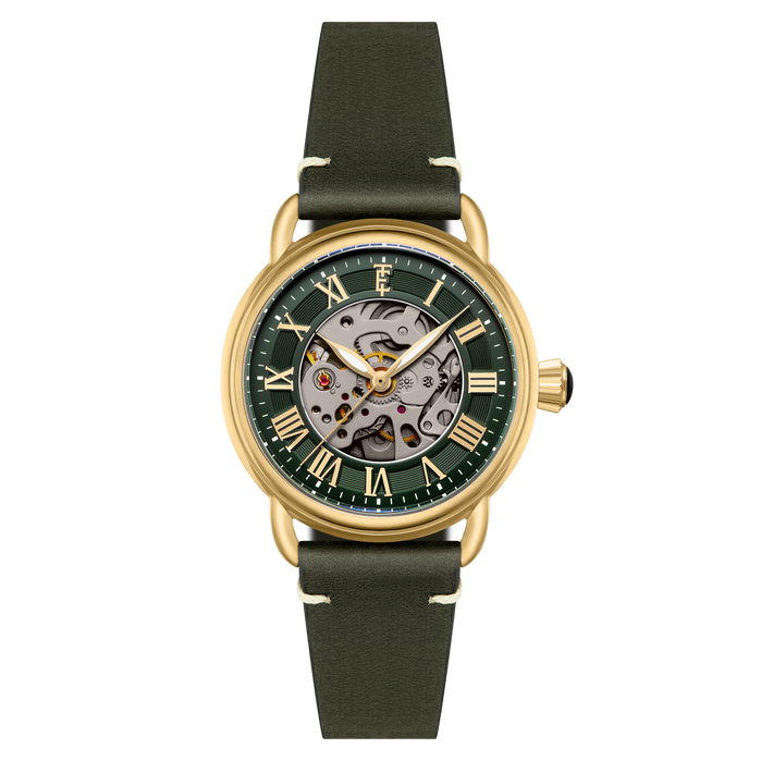 Thomas Earnshaw Heritage Investigator 40 Skeleton Automatic Fern Green angled shot picture