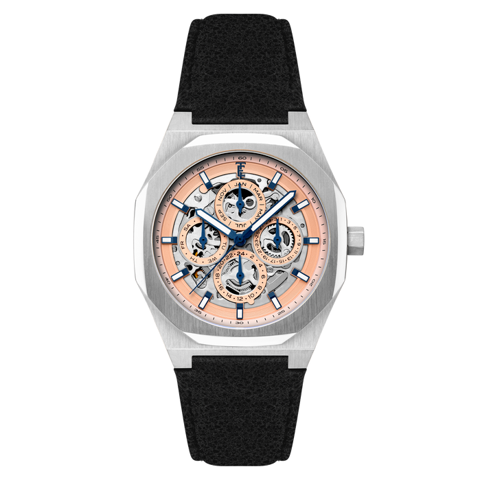 Thomas Earnshaw Discovery Drake Triple Calendar Skeleton Automatic Sunset Salmon angled shot picture