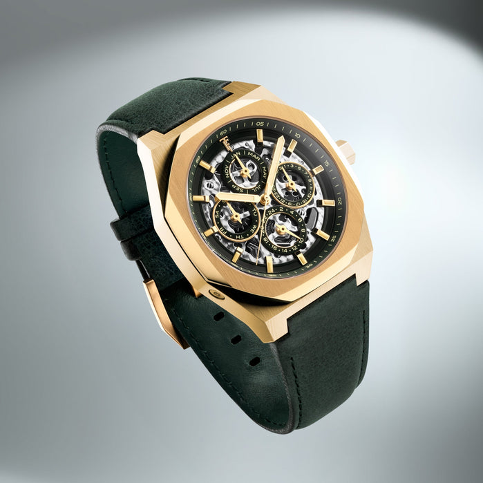 Thomas Earnshaw Discovery Drake Triple Calendar Skeleton Automatic Spruce Haven angled shot picture