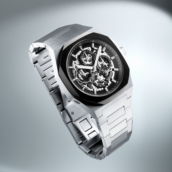 Thomas Earnshaw Discovery Drake Triple Calendar Skeleton Automatic Raven Depth angled shot picture