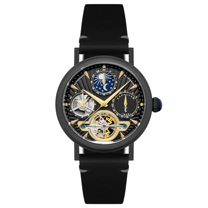 Thomas Earnshaw Heritage Beaufort Dual Time Date Open Heart Automatic Midnight Mystique angled shot picture