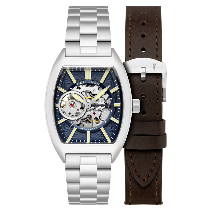 Thomas Earnshaw Heritage Beauchamp Skeleton Automatic Indigo Blue angled shot picture