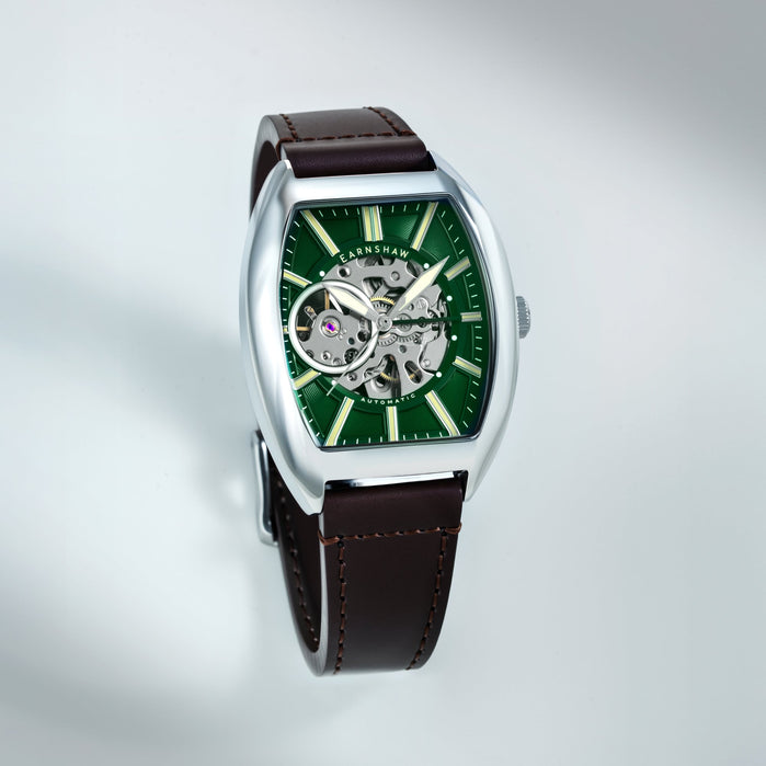 Thomas Earnshaw Heritage Beauchamp Skeleton Automatic Verdant Green angled shot picture
