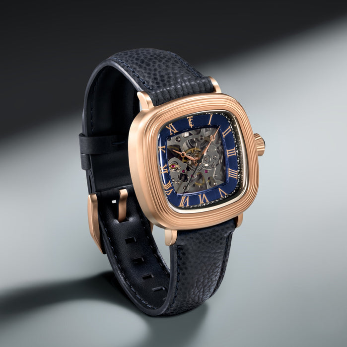 Thomas Earnshaw Heritage Chester Skeleton Automatic Cobalt Plate angled shot picture