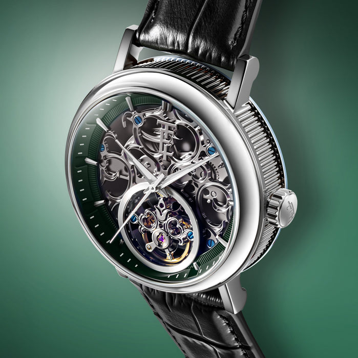 Thomas Earnshaw Heritage Beaufort Skeleton Automatic Sage Face angled shot picture
