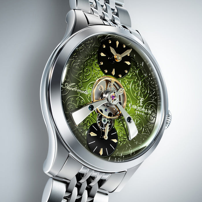 Thomas Earnshaw Engineer Dalton Automatic Fume Green angled shot picture