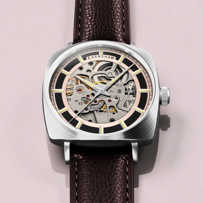 Thomas Earnshaw City Of London Moorgate Skeleton Automatic Autumn Ember angled shot picture