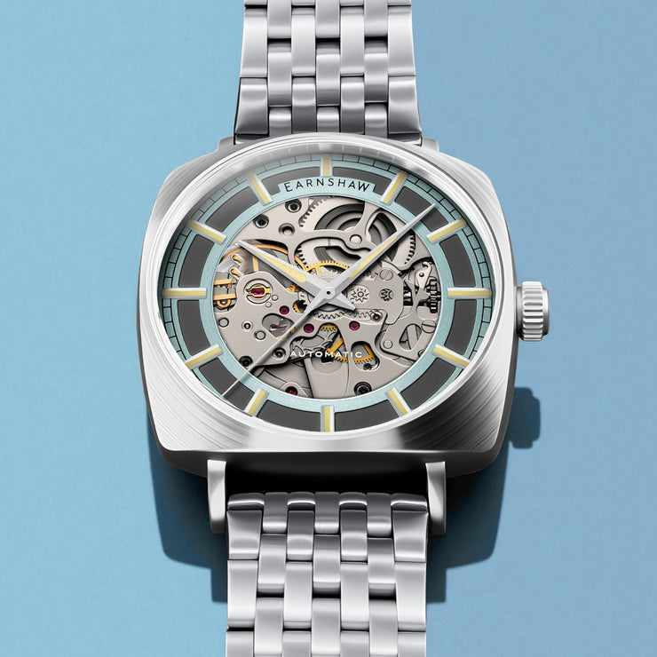 Thomas Earnshaw City Of London Moorgate Skeleton Automatic Lunar Silver